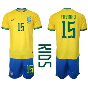 Brazil Fabinho #15 Domaci Dres za Dječji SP 2022 Kratak Rukavima (+ kratke hlače)